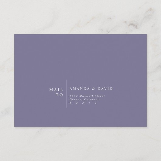 Greenery Lavender Lilac Lila Lila Wedding RSVP Begleitkarte (Rückseite)