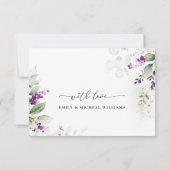 Greenery Lavender Wedding Flat Danke Cards (Rückseite)