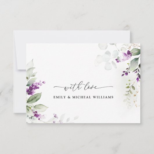 Greenery Lavender Wedding Flat Danke Cards (Rückseite)