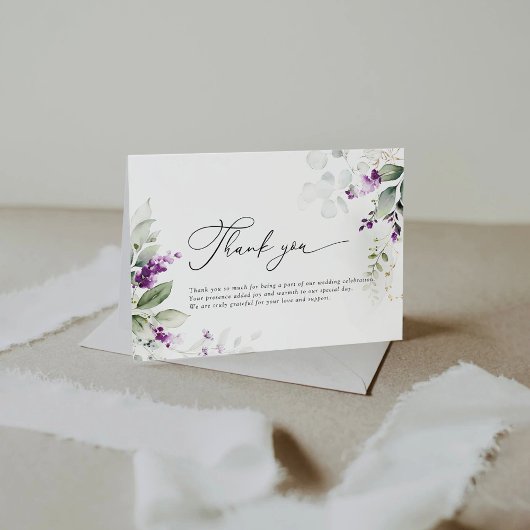 Greenery Lavender Wedding Flat Danke Cards
