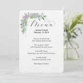Greenery & Lavender Wedding Menu Menükarte (Stehend Vorderseite)