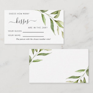 Greenery Leaf Rustic Wie viele Kisses Game Cards Platzkarte
