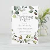 Greenery Leaf Wreath Watercolor Weihnachtsgebäck P Einladung (Stehend Vorderseite)