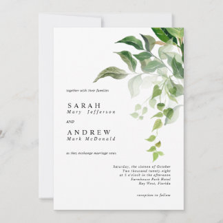 Greenery Leaves Modern Minimal Wedding Einladung