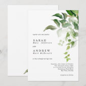 Greenery Leaves Modern Minimal Wedding Einladung (Vorne/Hinten)
