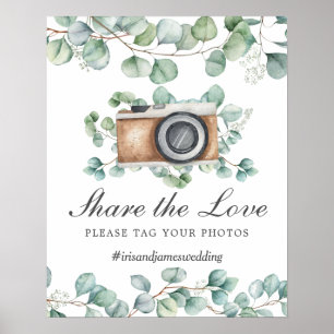 Greenery Leaves Teilen die Liebe Tag Foto Hochzeit Poster