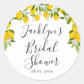 Greenery Lemon Blossom Brautparty Runder Aufkleber (Vorderseite)