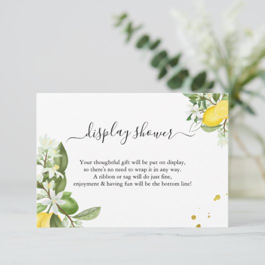 Greenery Lemony Display Bridal Polterabend Begleitkarte (Stehend Vorderseite)