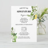 Greenery Lemony Honeymoon Dusche Einladung (Stehend Vorderseite)