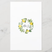 Greenery Lemony Wedding Dinner Menu (Rückseite)