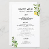Greenery Lemony Wedding Dinner Menu (Vorne/Hinten)