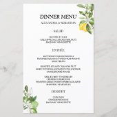 Greenery Lemony Wedding Dinner Menu (Vorderseite)
