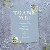 Greenery Letter Dusty Blue Baby Shower Gedicht Dankeskarte