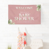 Greenery Letter Dusty Rose Kinderdusche Willkommen Banner (Insitu)