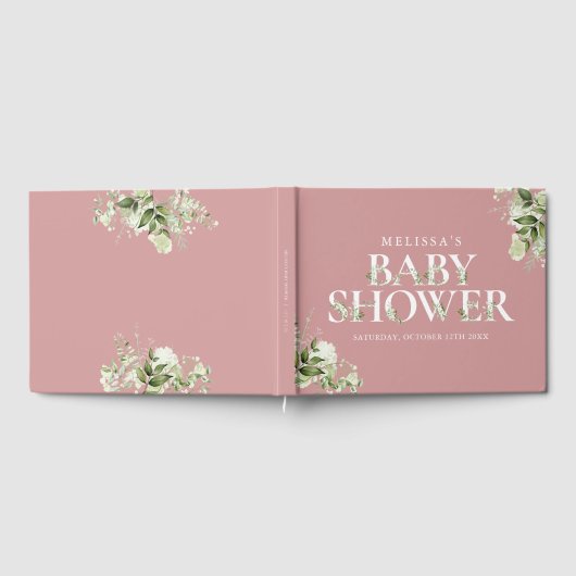 Greenery Letter Dusty Rose Pink Baby Dusche Gästebuch (Voll)