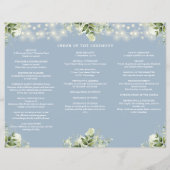 Greenery Lights Dusty Blue Trifold Wedding Program Flyer (Hinten)