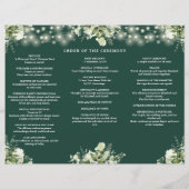 Greenery Lights Emerald Trifold Wedding Program Flyer (Hinten)