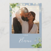 Greenery Lights Foto Dusty Blue Tischnummer (Vorderseite)