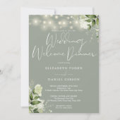 Greenery Lights Sage Green Wedding Welcome Dinner Einladung (Vorderseite)