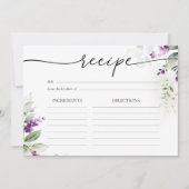 Greenery Lila Lilac Large Recipe Card Einladung (Vorderseite)