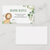 Greenery Lion Baby Diaper Raffle Card, Begleitkarte (Vorne/Hinten)