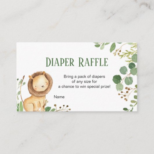 Greenery Lion Baby Diaper Raffle Card, Begleitkarte (Vorderseite)