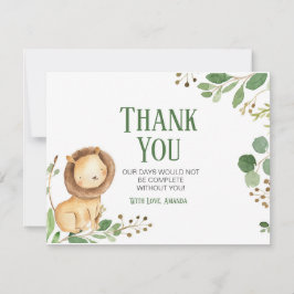Greenery Lion Baby Dusche Danke Karte