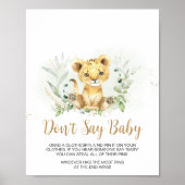 Greenery Lion Baby Dusche Say Baby nicht Poster (Vorne)