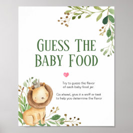 Greenery Lion Baby Shower Raten Sie das Baby Food Poster