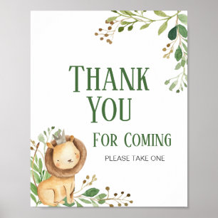 Greenery Lion Baby Shower Vielen Dank für Ihr Komm Poster