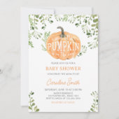 Greenery Little Pumpkin Baby Shower Einladung (Vorderseite)