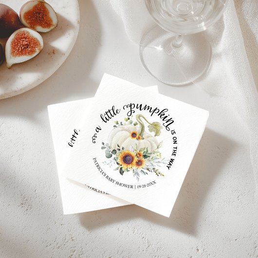 Greenery Little Pumpkin Fall Baby Shower Napkins Serviette
