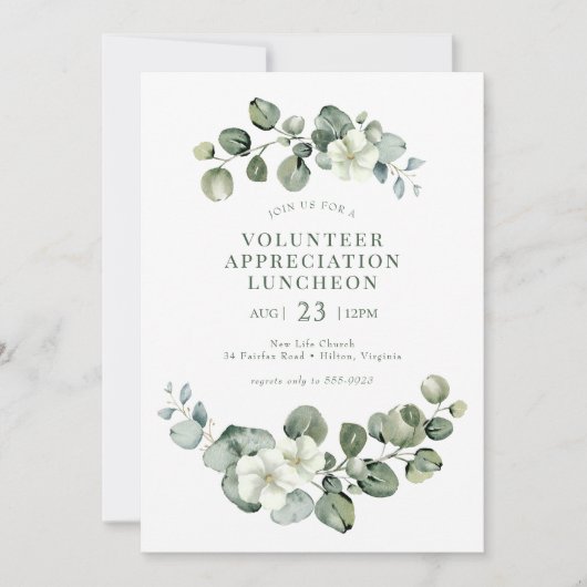 Greenery Luncheon Mitarbeiter Volunteer Wertschätz Einladung (Vorderseite)