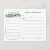 Greenery Mason Jar Recipe Cards Ankündigungspostkarte (Vorderseite)