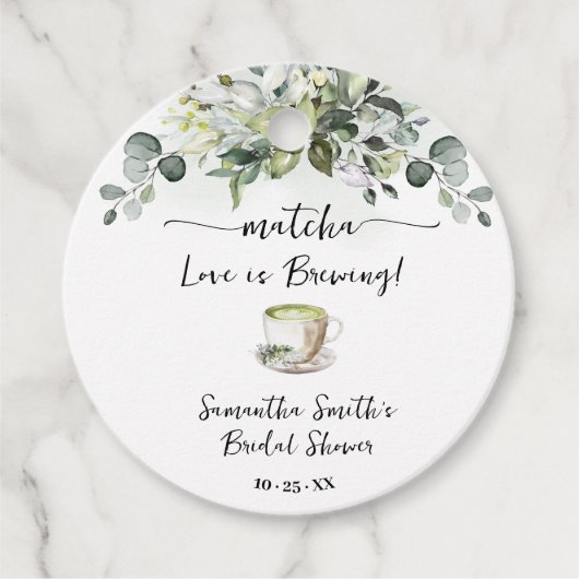 Greenery Matcha Love is Brewing Tea Bridal Shower Geschenkanhänger (Vorderseite)