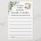 Greenery Matcha Share a Date Idea Shower Game Card Flyer (Vorne)