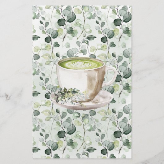 Greenery Matcha Share a Date Idea Shower Game Card Flyer (Hinten)