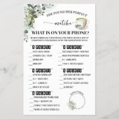 Greenery Matcha What is on Phone Shower Game Card Flyer (Vorne)