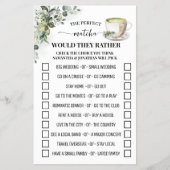 Greenery Matcha Would They Rather Shower Game Card Flyer (Vorne)