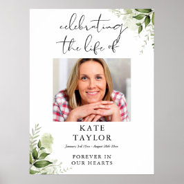 Greenery Memorial Celebration Of Life Photo Poster