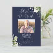 Greenery Memorial Funeral Navy Order Of Service  Programm (Stehend Vorderseite)