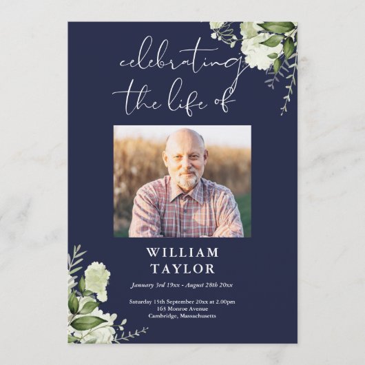 Greenery Memorial Funeral Navy Order Of Service  Programm (Vorderseite)