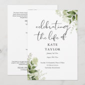 Greenery Memorial Funeral Order Of Service  Programm (Vorne/Hinten)