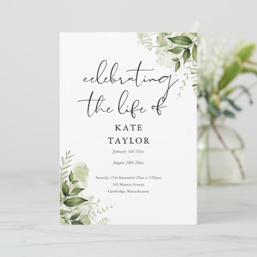 Greenery Memorial Funeral Order Of Service  Programm (Stehend Vorderseite)