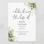 Greenery Memorial Funeral Order Of Service  Programm (Vorderseite)