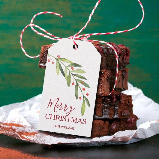 Greenery Merry Christmas Geschenkanhänger