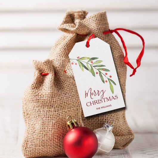 Greenery Merry Christmas Geschenkanhänger