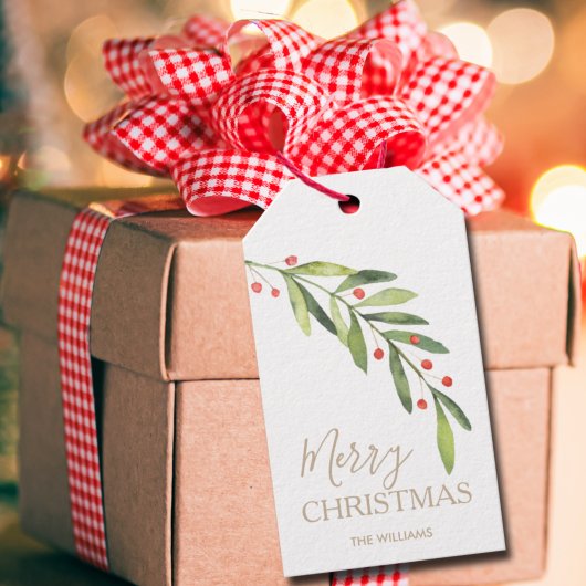 Greenery Merry Christmas Geschenkanhänger