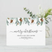 Greenery merry christmas moving announcement Feiertagskarte (Stehend Vorderseite)
