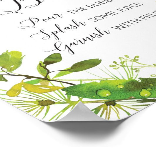 Greenery Mimosa Bar Sign Poster (Ecke)